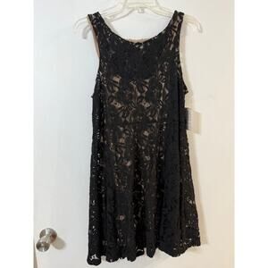 NWT Free People Woman's Sheer Floral Lace Tank Lined Dress - Size Med.